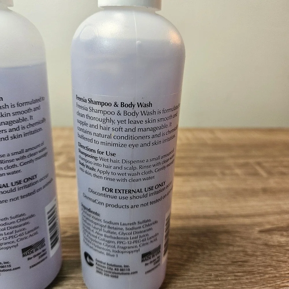 Dermacen Freesia Shampoo and Body Wash 9oz 2 Bottles Gentle 2-in-1 Cleanser USA